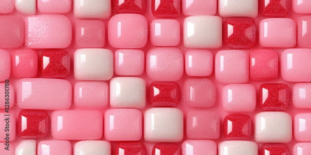 A vibrant close-up of a pink and white candy overflowing with a variety of colorful candies, showcasing delightful sweetness and texture. A vibrant close-up of a pink and white candy overflowing with a variety of colorful candies, showcasing delightful sweetness and texture.