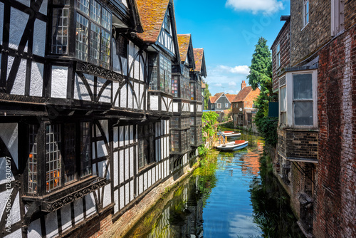 Obraz na płótnie Historical houses on the Stour river in the Old town of Canterbury, Kent, England w salonie