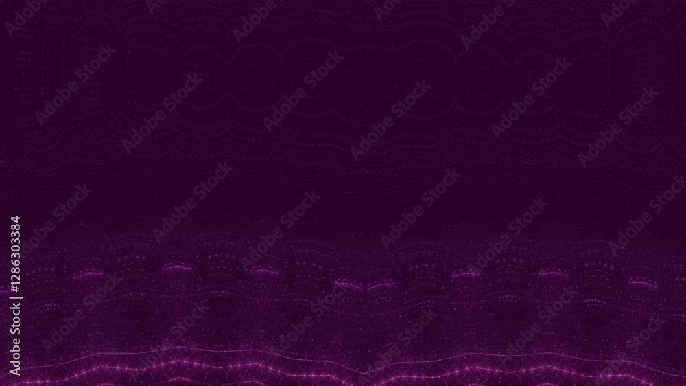 leuchtende Lichtpunkte bewegen sich langsam Richtung Zentrum, digitaler Datentransfer, Algorithmus, Internet, Energie, Datenfluss, Geschwindigkeit, Wandel, Austausch, magenta, pink