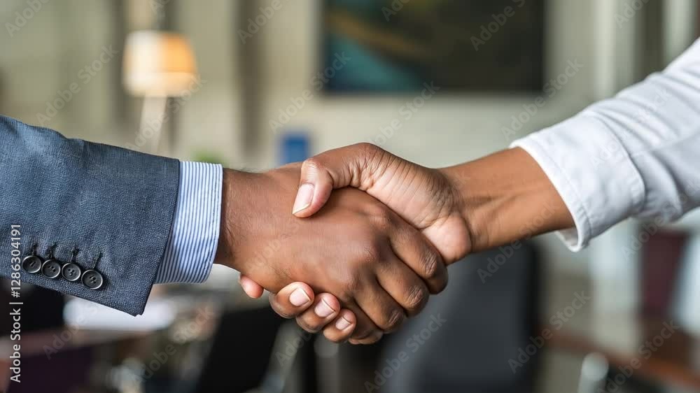 Close-Up of Professional Handshake in Business Setting