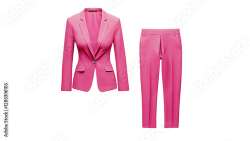 Obraz na płótnie Stylish pink blazer and tailored pants set perfect for professional settings and casual outings w salonie