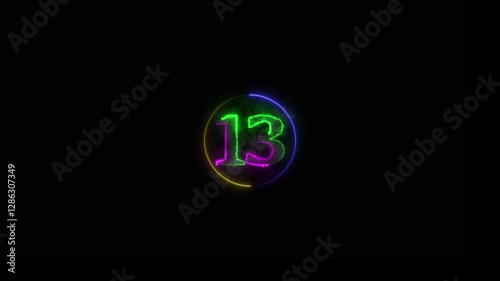 Wallpaper Mural Neon light text number icon, business 13 number background 4k animation. Torontodigital.ca
