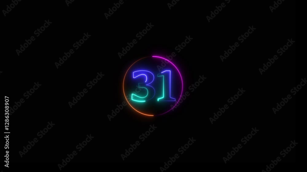 Neon light countdown 31 number 4k animation video. Neon light countdown 31 number 4k animation video.