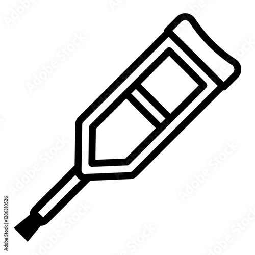 An icon of a crutch symbolizing injury support mobility aid and physical rehabilitation.