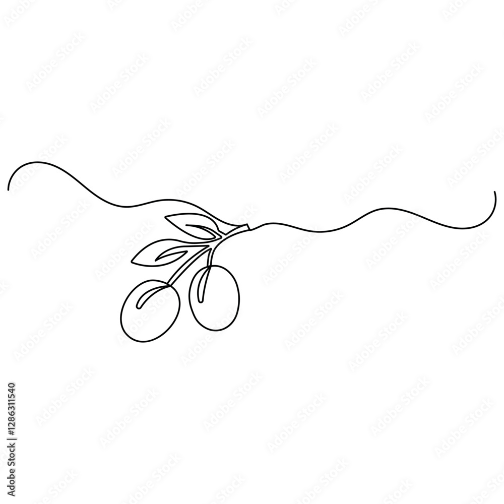 Obraz premium Olive icon continuous one line drawing outline vector illustration