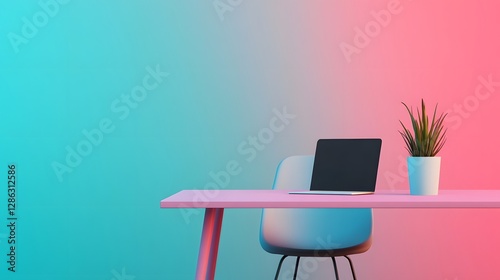 Vibrant Gradient Backdrop with Minimalist Desk Accessory Setup for Remote Work