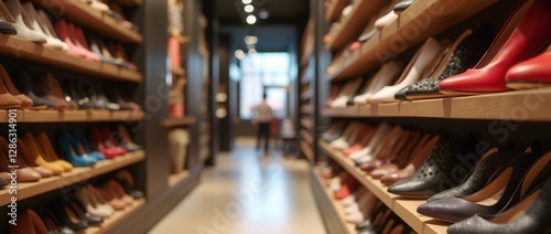 Stylish Shoe Store Display with Colorful Women's Footwear Collection