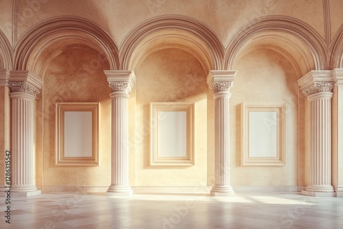 Wallpaper Mural Elegant arches and columns frame blank canvases in gallery Torontodigital.ca