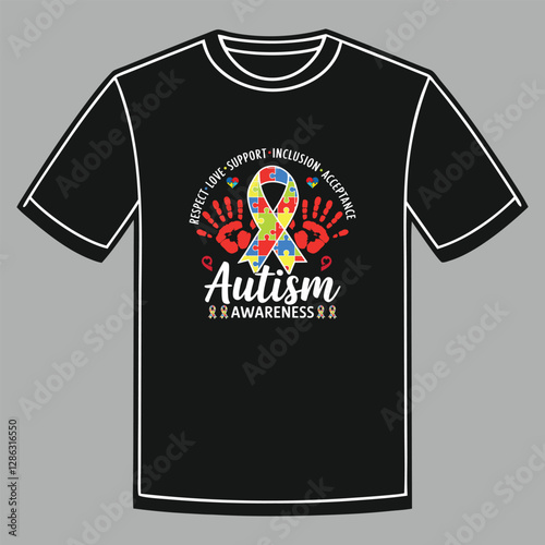Respect love support autism vector t-shirt design