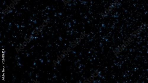 Loop glow blue stars particles flow to top right animation on black abstract background. Animation of fiery white blue glowing flying ember burning ash particles