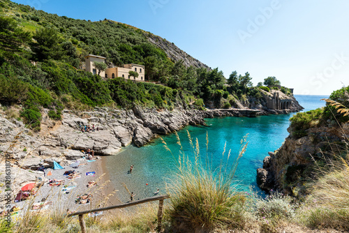 Ieranto Bay Beach in Massa Lubrense. FAI Trail, Punta Campanella Protected Area. Amalfi Coast. Italy.