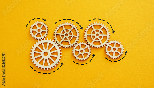 Fotografie Symbolic gears as a metaphor for leadership transition and succession