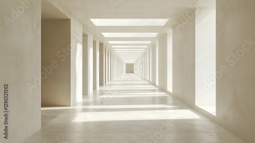 A spacious hallway illuminated by abundant natural light, creating a warm and inviting atmosphere, ideal for movement or gatherings.