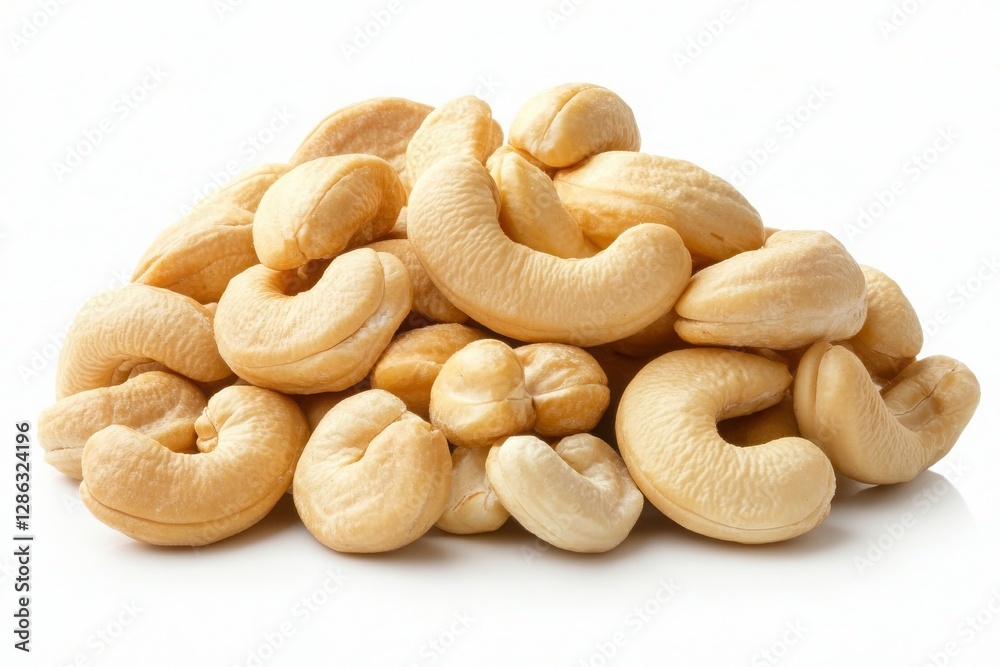 Cashews nuts pile isolated on white background. Cashews nuts pile isolated on white background.