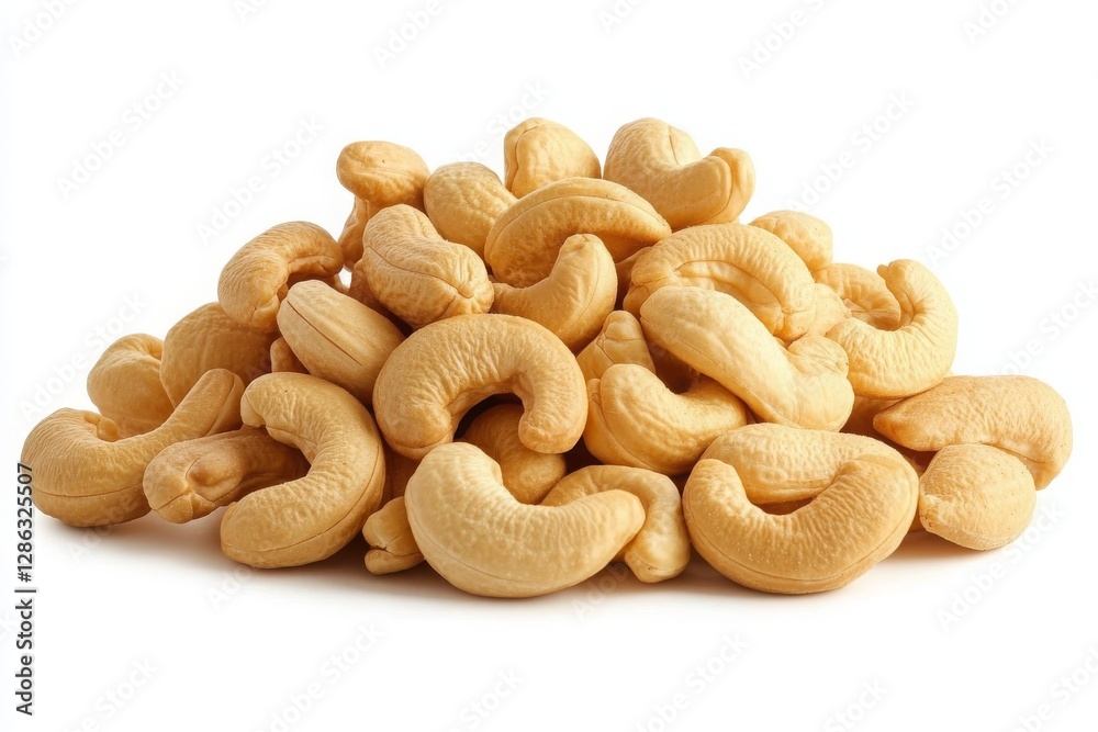 Cashews nuts pile isolated on white background. Cashews nuts pile isolated on white background.