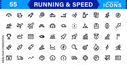 Modern Running and Speed Icons. Scalable Illustrations for Sports, Racing, Training, and Performance Graphics