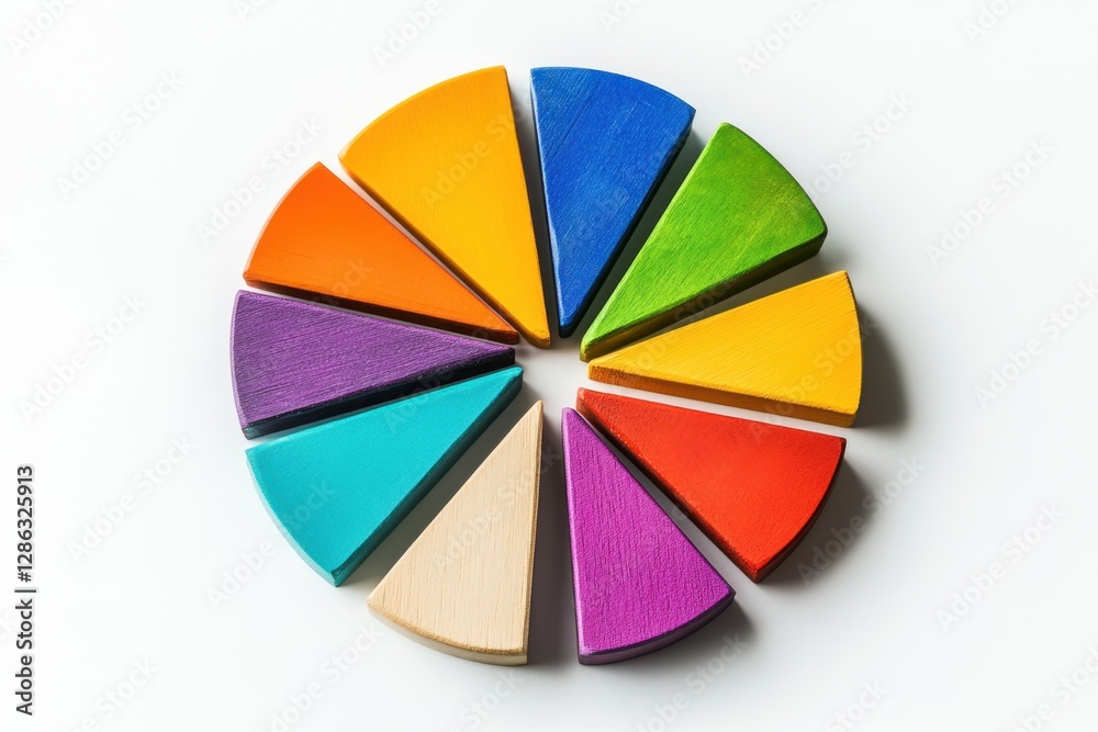 Obraz premium Vibrant wooden shapes are organized in a circular design