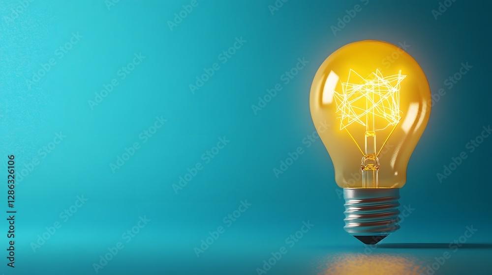 Glowing Lightbulb Displaying Bright Idea Over Beautiful Turquoise Background Glowing Lightbulb Displaying Bright Idea Over Beautiful Turquoise Background