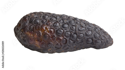 Obraz na płótnie Unique black tropical fruit displayed on a clean surface with an interesting texture, capturing attention with its unusual shape and color w salonie
