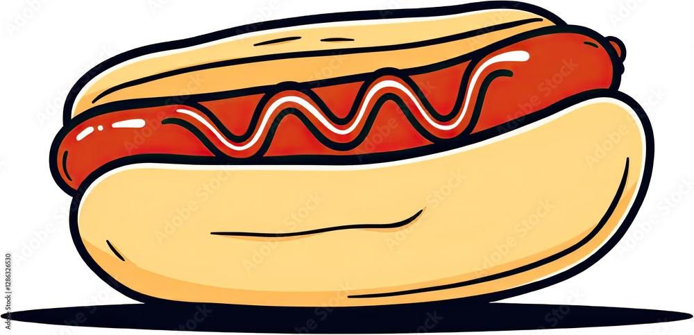 Delicious Hot Dog with Ketchup and Mustard on Transparent Background Delicious Hot Dog with Ketchup and Mustard on Transparent Background