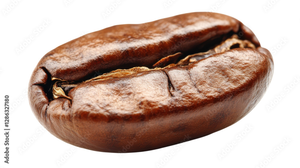 Dark roasted coffee bean showcasing rich color and texture ideal for brewing aromatic beverages in the morning