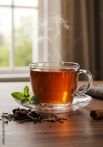 Aromatic Hot Tea in a Cozy Interior Setting