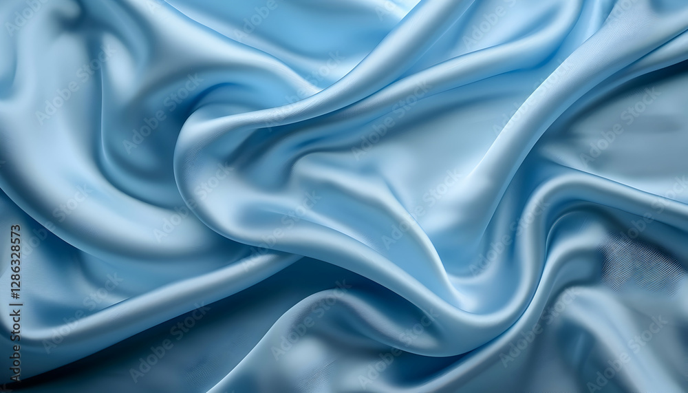 Fototapeta premium Photo - Smooth Elegant Blue Satin Fabric Background