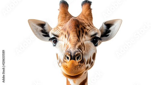 Obraz na płótnie Giraffe close-up showcasing unique features and expressions with a clean background w salonie