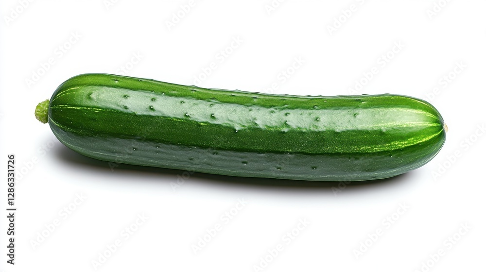 Single fresh green zucchini with water droplets, isolated on a white background. Vibrant color, healthy food photography Single fresh green zucchini with water droplets, isolated on a white background. Vibrant color, healthy food photography