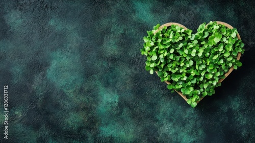 A detailed close-up of a heart-shaped plant showcasing its vibrant green leaves against a lush green background.
