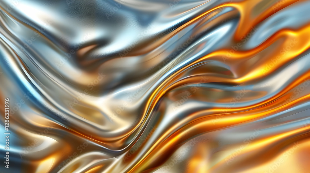 Abstract Background - Flowing Metallic Gold and Silver Abstract Background - Flowing Metallic Gold and Silver