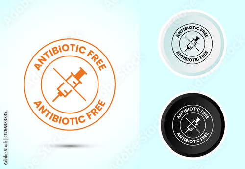 Antibiotic free icon design illustration, No antibiotic label. Organic, healthy, natural