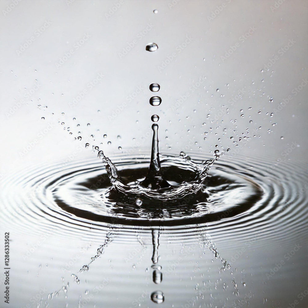 Gouttes de pluie tombant dans une flaque d'eau Gouttes de pluie tombant dans une flaque d'eau