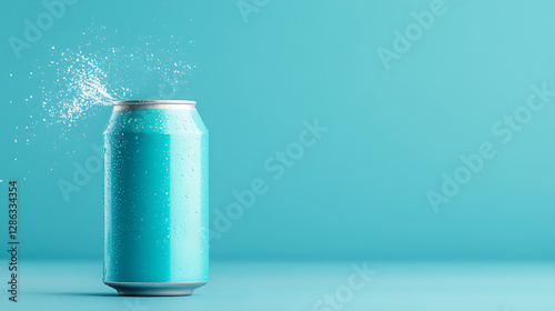 Wallpaper Mural Fresh turquoise can exploding with refreshment and condensation on a matching background, sparkling with refreshing fizz. Torontodigital.ca