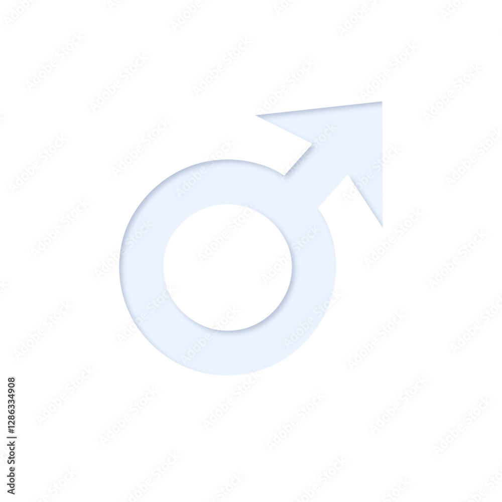 ♂ male gender symbol in light blue color with inner shadow and cutout effect, transparent background ♂ male gender symbol in light blue color with inner shadow and cutout effect, transparent background