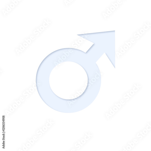 ♂ male gender symbol in light blue color with inner shadow and cutout effect, transparent background