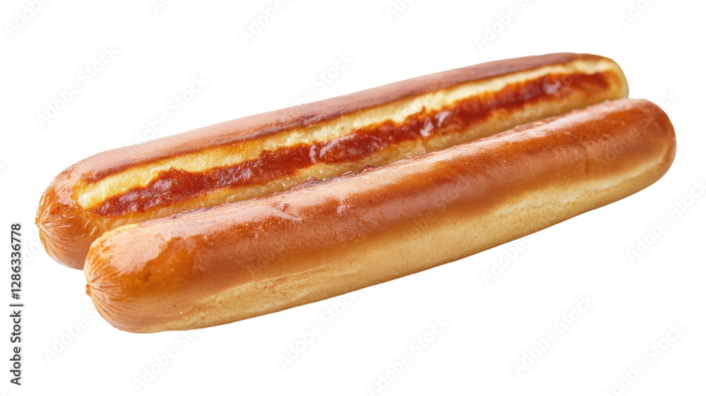 Freshly baked hot dogs ready for grilling at a summer cookout in a backyard setting