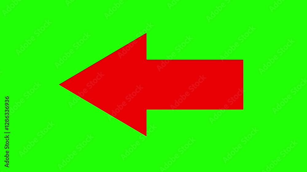 Red arrow is pointing right on green screen background, 3d arrow animation Red arrow is pointing right on green screen background, 3d arrow animation