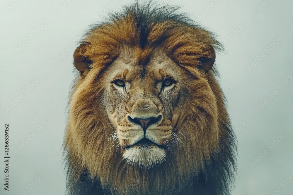 Majestic African Lion Portrait Shows Powerful Gaze Majestic African Lion Portrait Shows Powerful Gaze