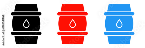 Oil barrel icon illustration set with colorful. Stock vector.