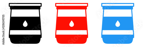 Oil barrel icon illustration set with colorful. Stock vector.