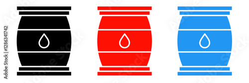 Oil barrel icon illustration set with colorful. Stock vector.