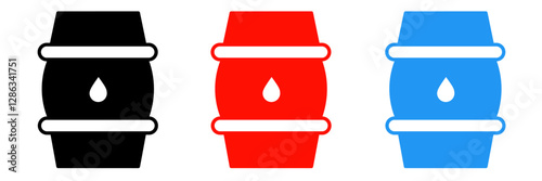Oil barrel icon illustration set with colorful. Stock vector.