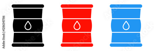 Oil barrel icon illustration set with colorful. Stock vector.