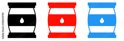 Oil barrel icon illustration set with colorful. Stock vector.