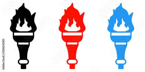 Torch icon illustration set with colorful. Stock vector.