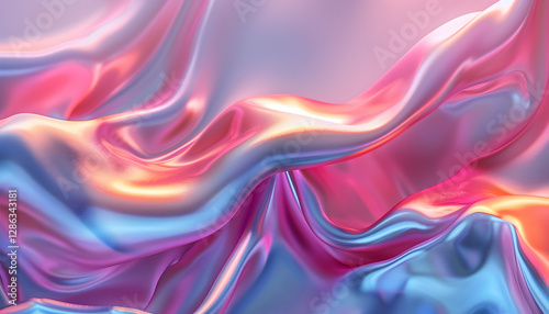 Wallpaper Mural Abstract Background - Iridescent Flowing Fabric, Smooth Waves, Colorful Torontodigital.ca
