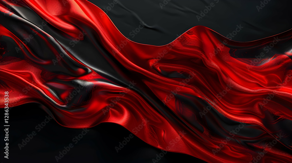Fototapeta premium Abstract Background - Red and Black Flowing Fabric