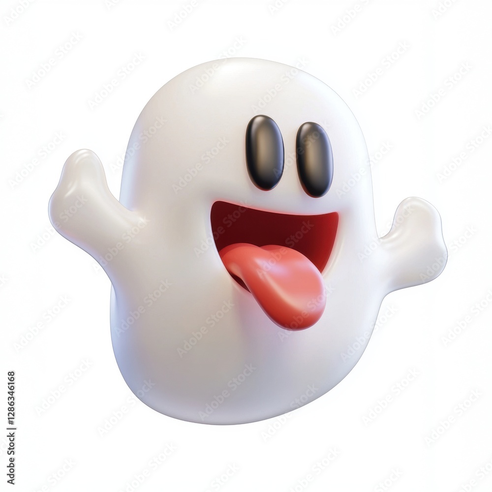 Ghost emoji with a playful tongue sticking out isolated on white background Ghost emoji with a playful tongue sticking out isolated on white background