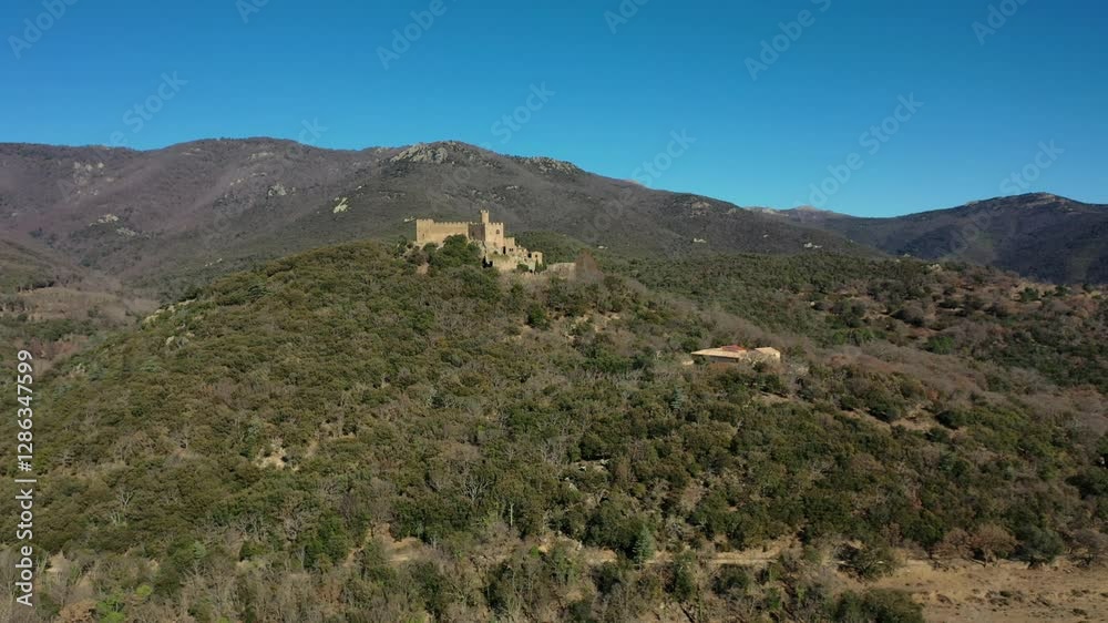 Aerial view of the Requesens castle in Catalonia, Spain. Aerial view of the Requesens castle in Catalonia, Spain.